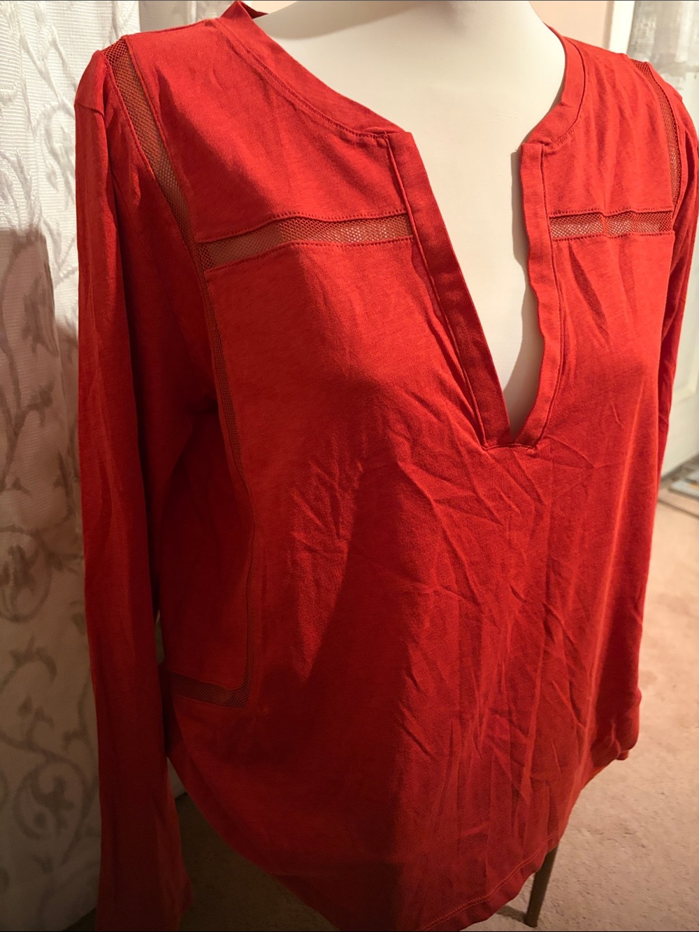 Eddie Bauer Women's Red Tee - Classic Crew long sleeve